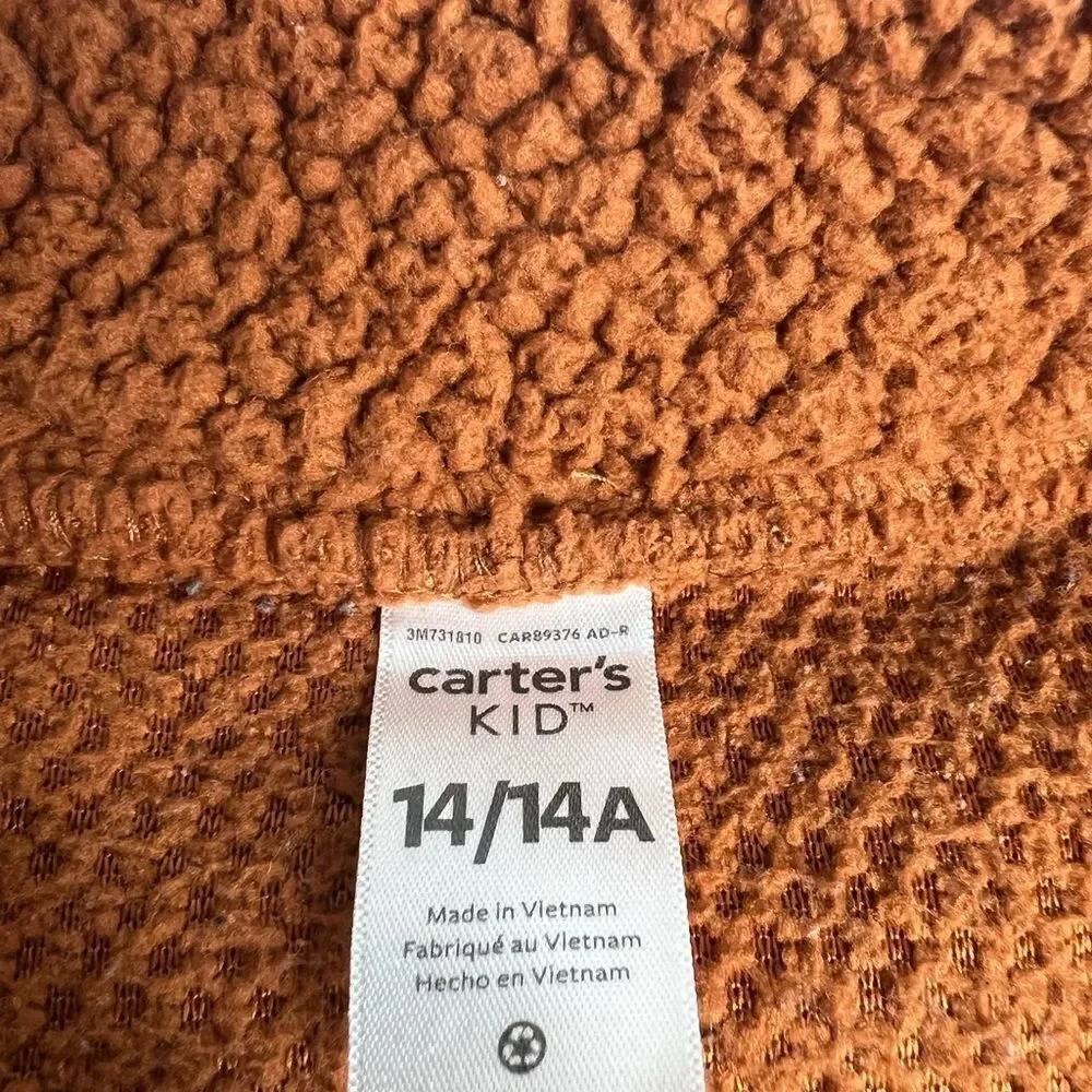 Carter's Boys Sherpa Jacket Brown Blue Full Zip Size L (14)